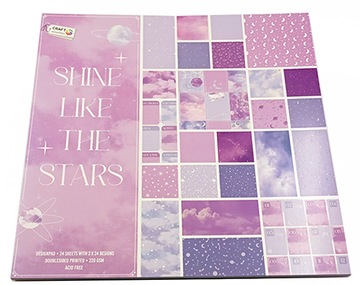 BLOK kreatywny scrapbooking 30x30 Chmury i Gwiazdy 24 ark-dwustronne
