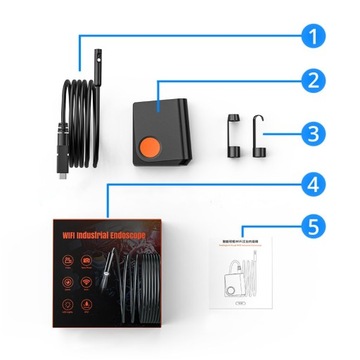 ЭНДОСКОПНАЯ КАМЕРА ДЛЯ ПРОВЕРКИ 7,9 мм ДВОЙНОЙ FHD WIFI Android iOS 5 м + АКСЕССУАРЫ
