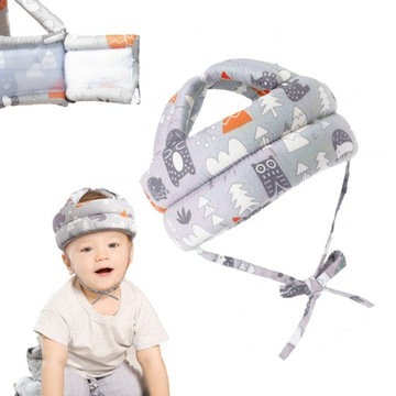 CZAPKA DZIECIĘCA OCHRONA NA GŁOWĘ KASK DO NAUKI CHODZENIA OCHRANIACZ SZARA