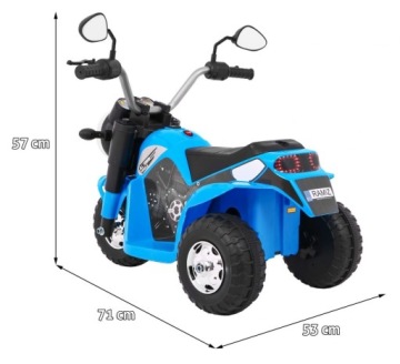 Мотоцикл MiniBike на аккумуляторе, Синий, Звуки, Светодиодные фонари, Экокожа