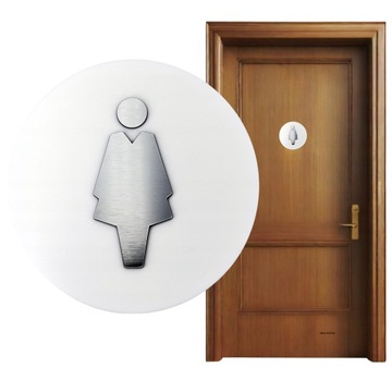 TABLICZKA TOALETA WC PIKTOGRAM DAMSKA OZNACZENIE NA DRZWI GRAWER BIAŁY