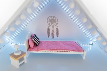 ДЕРЕВЯННЫЙ КУКОЛЬНЫЙ ДОМ XXL АКСЕССУАРЫ МЕБЕЛЬ СВЕТОДИОДНАЯ СВЕТИЛЬНИК KINDERPLAY 100см