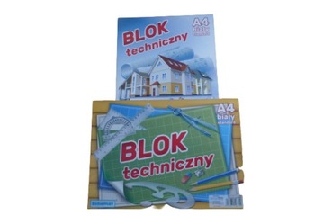 Blok techniczny A4 biały białe kartki 10 katek