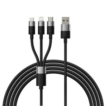 BASEUS KABEL USB - micro USB/Lightning/USB-C DO WSZYTSKICH TELELEFONÓW 1,2m