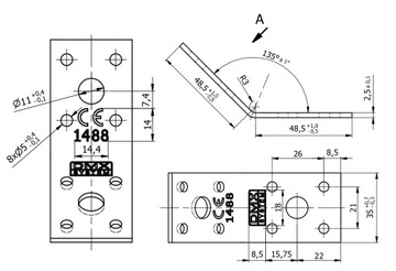 УГОЛ НАКОНЕЧНИКА 135° СТОЛЯРНОЕ МОНТАЖНОЕ СОЕДИНЕНИЕ 50x50x35 2,5 ММ KLR