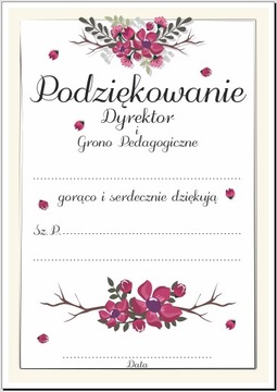 Dyplom PODZIĘKOWANIA DLA RODZICÓW SZKOŁA - A4