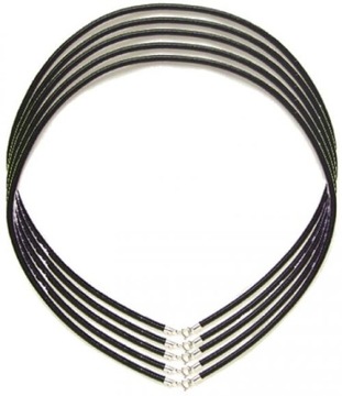 5 . 3mm czarny skórzany sznurek / srebrny