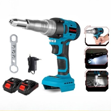 Беспроводной заклепочник 18 В с бесщеточным двигателем 2*1500 мАч