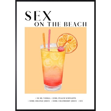 PLAKAT 40x50 PRZEPIS NA DRINKA SEX ON THE BEACH POMARAŃCZOWY GASTRONOMIA