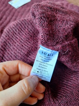 Женская водолазка S бордовая с альпакой oversize классическая весенняя капсульная полоска