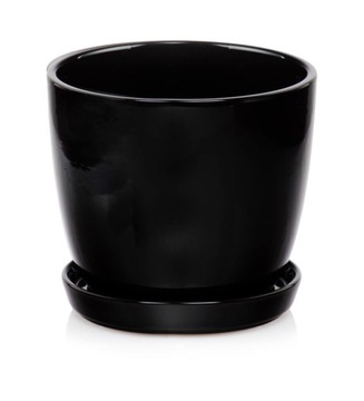 CERAMICZNA DONICZKA Z PODSTAWKĄ 24cm CZARNA
