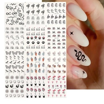 12 wzorów Nail Art Shell woda naklejki kolorowe k