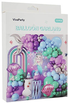 GIRLANDA BALONOWA ZESTAW ŁUK BALONÓW BALON URODZINY OGON SYRENKA 121 EL