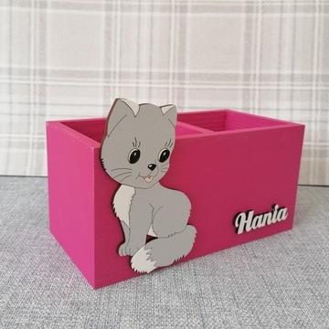 DUŻY przybornik na kredki, 100% DREWNO,IMIĘ gratis