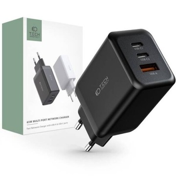 Ładowarka sieciowa do telefonu/smartfona 2X USB-C + USB-A, PD65W