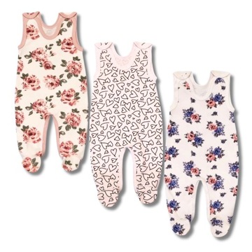 ŚPIOCHY niemowlęce ROZPINANE 56 PIŻAMKA dziewczęca ŚPIOSZKI ZESTAW 3PAK