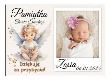 FOTO MAGNES Podziękowanie dla gości ze zdjęciem Chrzest Roczek 10x7cm O31