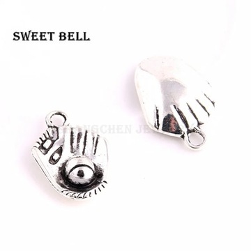 SWEET BELL 30pcs 14*20mm two color Baseball glove & baseball Charms Fit Bra