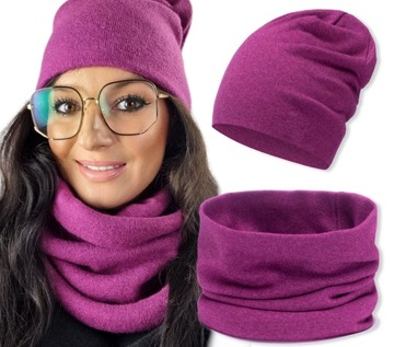 CIEPŁY Gładki KOMPLET CZAPKA + KOMIN * KOLORY