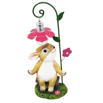 FIGURKA Z LAMPKA LED OGRDOWA nocna Królik zając dekoracja na okno