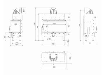 Приставка для камина CIRCLE AIR STOVE FLOKI L 12kw RIGHT BLACK