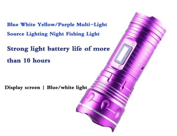 Blue White Yellow 3 Light Source Fishing Light Bracket Rechargeable Strong