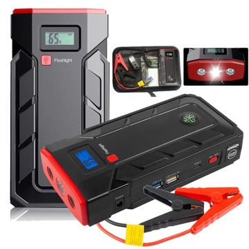 MOCNY JUMP STARTER ROZRUCH BOOSTER POWERBANK 12V LATARKA ZESTAW 30000mAh