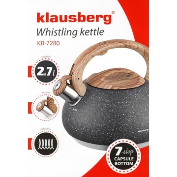 Чайник Klausberg стальной 2,7 л, серый