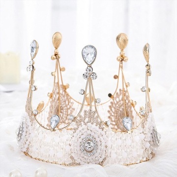 Tiara ślubna Korona Eleganckie dodatki do włosów panny młodej Urok 14,5 cm x 12 cm