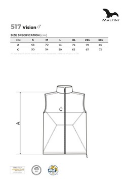 Regulowana Kamizelka Męska Softshell MALFINI VISION Swoboda Ruchów 2XL