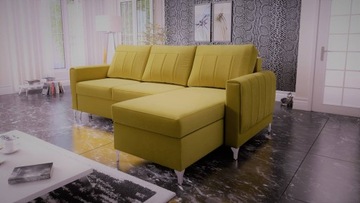 Narożnik z funkcją spania ALIMOS żółty musztardowy