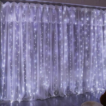 СВЕТОВАЯ ЗАВЕСА РОЖДЕСТВЕНСКИЕ ЕЛОЧНЫЕ ОГНИ 3Х3М ПЛОТНЫЕ СВЕТЫ 300LED