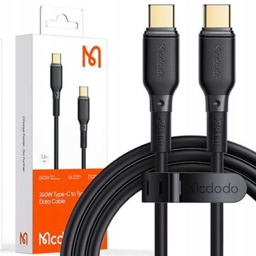 MCDODO KABEL USB-C SZYBKIE ŁADOWANIE DO SAMSUNG APPLE USB TYP C 5A 240W 2M