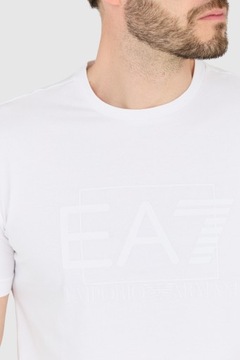 EA7 Biały męski t-shirt z dużym białym logo L