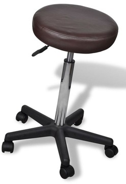 BRĄZOWY TABORET NA KÓŁKACH === STOŁEK HYDRAULICZNY
