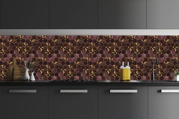 Самоклеящаяся плитка ПВХ 15см Leaf Hexagon Розовая