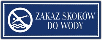 Tabliczka nierdzewana grawer ZAKAZ SKOKÓW DO WODY