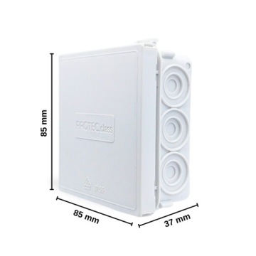 PFRAD 8585 коробка 85х85х37мм IP54/55, н/т, 12 входов Proctec.класс (0408)
