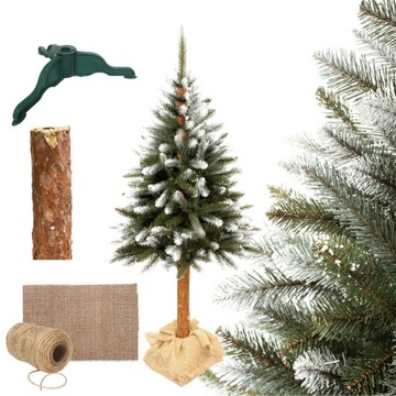 Choinka świąteczna na pniu 220cm, efekt diamentowy