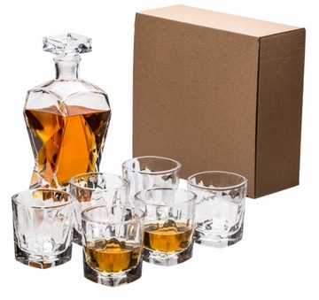 Karafka + 6 szklanek do whisky + pudełko + grawer