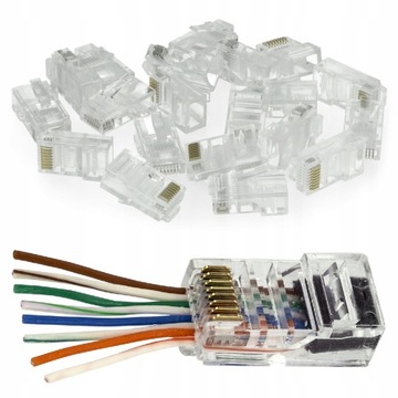 Wtyk RJ45 UTP kat5e przelotowy pass through 100szt