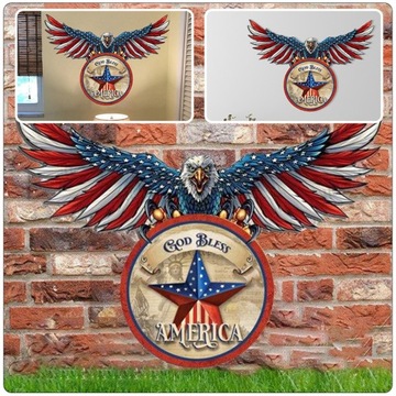 Flaga amerykańska Orzeł Metalowa dekoracja ścienna Patriotyczna