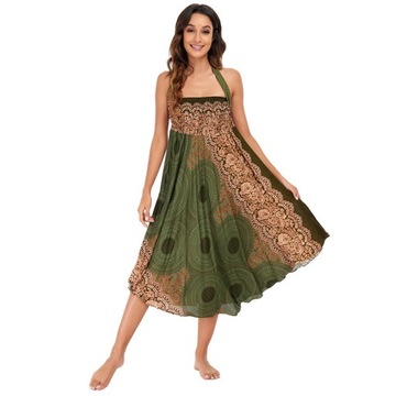 Модная юбка макси в стиле бохо с завышенной талией и фасоном.