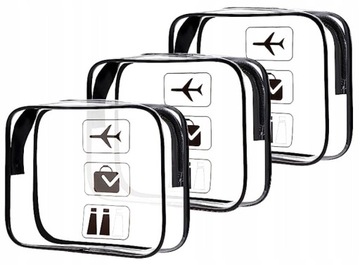 Набор косметичек x3, прозрачный набор для багажа авиакомпании на молнии