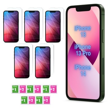 5x Szkło Hartowane 9H - 2,5d Ochronne | Szybka do iPhone 13 / 13 Pro / 14