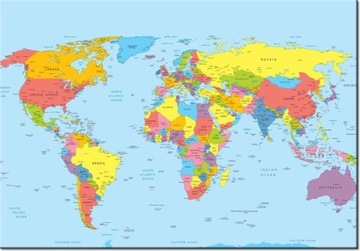 100 70cm Obraz płótno Mapa świata ściana płótno ra