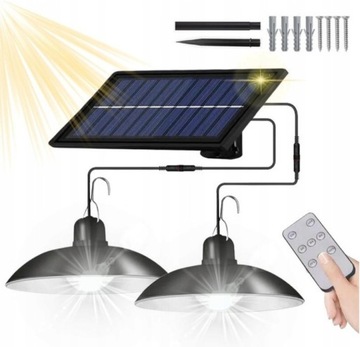 PODWÓJNA LAMPA SOLARNA LED OSOBNY PANEL ŻYRANDOL
