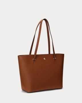 Коричневая кожаная сумка одного размера Ralph Lauren KARLY среднего размера