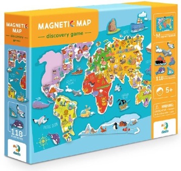Gra edukacyjna magnetyczna Mapa Świata dla dzieci Dodo Magnetic Map 145el
