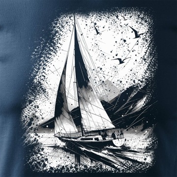 Koszulka żeglarska dla żeglarza z jachtem żaglówką męska na prezent